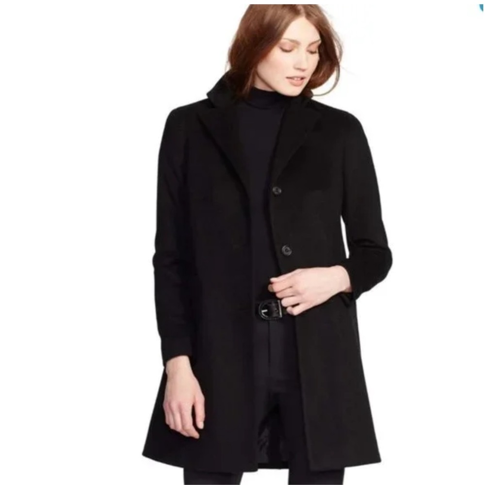 Lauren Ralph Lauren Black Wool Blend Coat